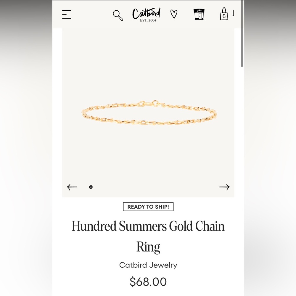 Catbird 14k gold Hundred Summers Chain Ring